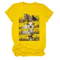 Mujer casual Halloween gráfico manga corta camiseta amarillo lindo estampado animal top - S / Tops / Amarillo