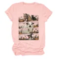Detalle camiseta rosa gráfica animales Halloween, top mujer estampado caballo gato fantasma. - S / Tops / Rosa