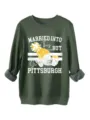 Dark green long sleeve fleece sweatshirt for women with funny skull and coffee print. - S / Tops / Army Green