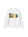 Cute Halloween dinosaur print crewneck long sleeve sweatshirt for kids and children. - Tops / 120cm / White