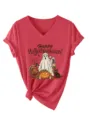 Vrouwen grafisch v-hals korte mouw t-shirt grappige vakantie print casual zomer top - Rood