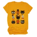 Vintage Halloween graphic short sleeve t-shirt for women, fun retro print crewneck top. - S / Tops / Mustard Yellow