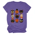 Vintage Halloween graphic short sleeve t-shirt featuring cute retro seasonal characters. - L / Tops / Vintage Blue