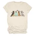 Close-up detail of beige cotton t-shirt featuring cute German Shepherd Halloween graphic. - S / Tops / Sand