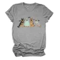 Women grey short sleeve t-shirt featuring cute German Shepherd dogs Halloween graphic print. - S / Tops / Dark Gray