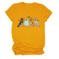 Women's casual yellow short sleeve t-shirt featuring cute Halloween German Shepherd dogs graphic. - S / Tops / Mustard Yellow