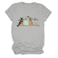 Casual women's gray short sleeve t-shirt featuring cute Halloween dogs graphic design. - S / Tops / Light Gray