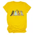 Cute German Shepherd Halloween costume graphic women short sleeve yellow casual t-shirt detail - S / Tops / Yellow