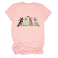 Women cute Halloween German Shepherd dog graphic short sleeve round neck casual pink t-shirt - S / Tops / Pink