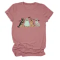 Women's cute Halloween German Shepherd print casual crew neck short sleeve T-shirt - S / Tops / Rose Gold