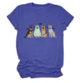 Women's cute German shepherd dogs Halloween graphic print crewneck short sleeve casual blue t-shirt - S / Tops / Vintage Blue