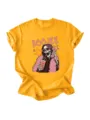 T-shirt graphique jaune tendance pour femme avec un imprimé squelette cool et manches courtes. - S / Hauts / Jaune