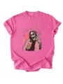 T-shirt graphique rose à manches courtes pour femme avec imprimé squelette tendance haut - S / Hauts / Rose rouge