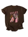 T-shirt marron à manches courtes pour femme avec imprimé squelette boojee tendance. - S / Hauts / Café