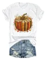 Bequemes lässiges Damen T-Shirt in Weiß mit herbstlichem Kürbis Bücher Grafik Motiv. - S / Oberteile / Weiß