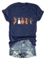 Maglietta da donna a maniche corte con grafica di bassotto di Halloween in cotone blu - Taglia S / Top / Blu Notte