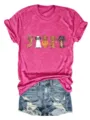 Donne simpatico Halloween bassotto grafico manica corta t-shirt abbinato con pantaloncini di jeans - Taglia S / Top / Rosso rosa