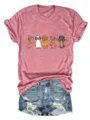 Donne Halloween Bassotto Stampa T-Shirt Manica Corta e Pantaloncini di Jeans Outfit Casual - Taglia S / Top / Pesca