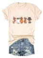 Maglietta donna beige manica corta con stampa bassotto Halloween simpatica casual estiva top. - Taglia S / Top / Albicocca