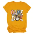 Mustard yellow women short sleeve t-shirt casual top game day baseball graphic tee - S / Tops / Mustard Yellow
