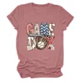 Lässiges Damen Game Day Baseball Grafik Kurzarm Rundhals T-Shirt in schönes rosa - S / Oberteile / Roségold