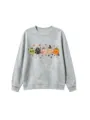 Cute cartoon pumpkin graphic detail view on grey kids long sleeve crewneck sweatshirt - 110cm / Tops / Light Gray