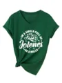T-shirt a manches courtes et col en V vert fonce decontracte pour femme avec imprime. - S / Hauts / Vert Vintage