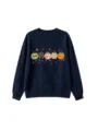 Cute cartoon pumpkin print autumn winter crewneck sweatshirt for kids daily casual wear. - 110cm / Tops / Navy Blue