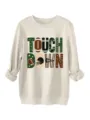 Felpa girocollo pesante in cotone da donna con stampa di football top casual - Taglia S / Top / Colore sabbia