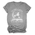 Women casual graphic short sleeve t-shirt with spooky witch book print for halloween daily wear. - S / Tops / Dark Grey (White Text)