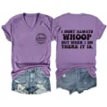 Casual women's V-neck short sleeve T-shirt featuring funny letter print design for daily wear. - S / Tops / Purple