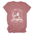 Women vintage graphic short sleeve t-shirt, Halloween witch book slogan casual top tee. - S / Tops / Rose Gold (White Text)
