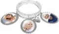 Custom photo memory bracelet with multi-layer pearls, crystal photo frames and heart charm. - New Bracelets