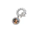 Pearl rhinestone butterfly photo frame brooch vintage memory pin DIY portrait charm - Round Frame Brooch / Silver