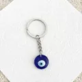 Turkish blue evil eye glass keychain metal keyring cute bag charm daily accessories - 2cm + Keychain