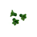 Green trumpet flower beads detail shot, ideal for DIY jewelry making and hair accessories. - Dark Green - Monochrome