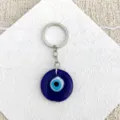 Turkish evil eye glass keychain blue nazar amulet bag charm key ring pendant accessory - 3.5cm+ Keychains