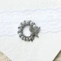Elegant pearl butterfly rhinestone brooch pin and gemstone tray base for women accessories. - Butterfly Wreath Brooch / Silver