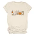 Women casual medical cartoon crew neck short sleeve t-shirt beige cute graphic top apparel - S / Tops / Sand