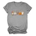 Close-up detail of the cute medical cartoon graphic print on the soft grey short sleeve tee. - S / Tops / Dark Gray