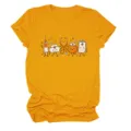 Cute medical cartoon print women t-shirt, casual golden round neck short sleeve top. - S / Tops / Mustard Yellow