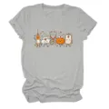 Women's Grey Short Sleeve T-Shirt Cute Medical Cartoon Print Casual Crew Neck Tee Detail - S / Tops / Light Gray