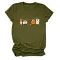Women Casual Funny Nurse Medical Cartoon Print Crew Neck Short Sleeve T-Shirt Olive Green - S / Tops / Army Green