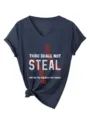 Γυναικείο casual T-shirt V-neck κονtoμανικο με σχέδιο baseball και αστείο σλόγκαν κορυφαίο τοπ - S / Tops / Ναυτικό Μπλε