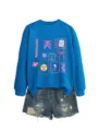 Women's blue long sleeve crewneck sweatshirt featuring a cool radiology x-ray graphic print. - S / Tops / Grass Green