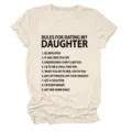 Maglietta casual beige da donna a maniche corte con stampa di lettere divertenti sul davanti - Taglia S / Top / Colore sabbia