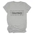 T-shirt femme gris manches courtes avec impression de texte top casual estival - S / Hauts / Gris Clair (Graphisme couleur avec texte noir)