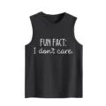 Canotta casual grigio scuro da donna stampa lettere senza maniche collo rotondo estate - Taglia S / Top / Grigio scuro