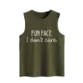 Camiseta sin mangas casual para mujer verde militar con estampado de letras divertidas. - S / Tops / Verde Militar
