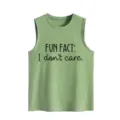 Camiseta sin mangas verde para mujer de corte casual con divertido estampado textil. - S / Tops / Verde oliva